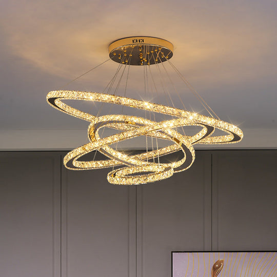 Modern Crystal Ring Chandelier Pendant Light For Living Room