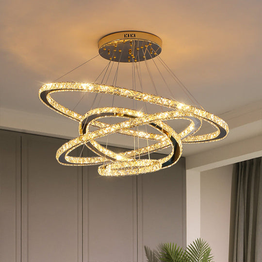 Modern Crystal Ring Chandelier Pendant Light For Living Room