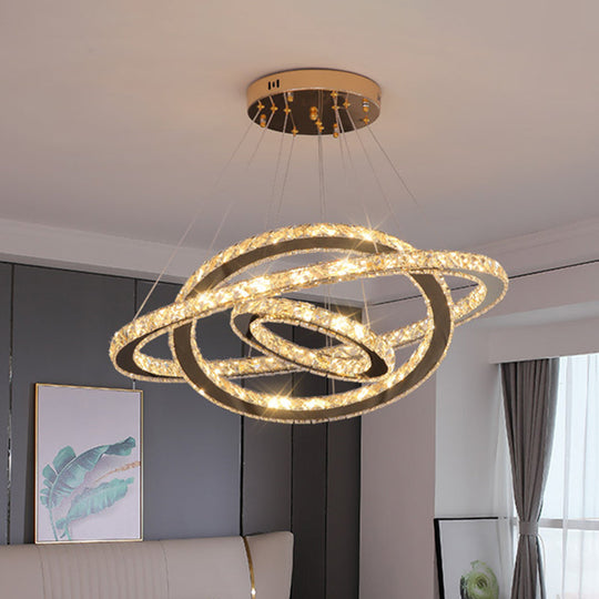 Modern Crystal Ring Chandelier Pendant Light For Living Room