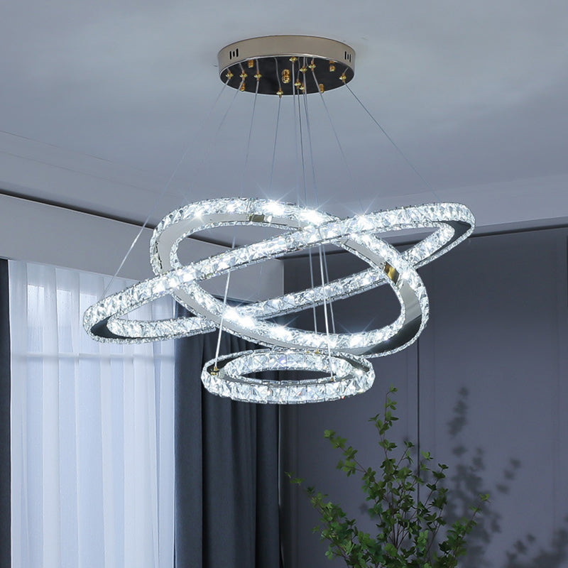 Modern Crystal Ring Chandelier Pendant Light For Living Room