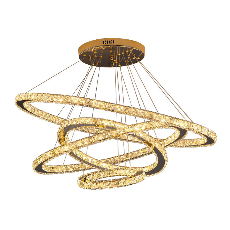 Modern Crystal Ring Chandelier Pendant Light For Living Room