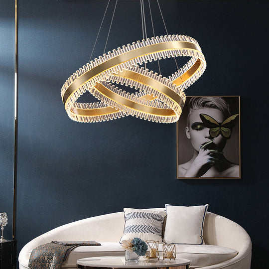 Contemporary Metal Chandelier Pendant Light - Interlace Rings Design For Living Room