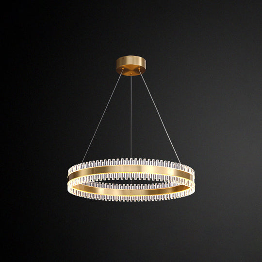 Lustre moderne à anneaux entrelacés - Suspension en métal pour salon