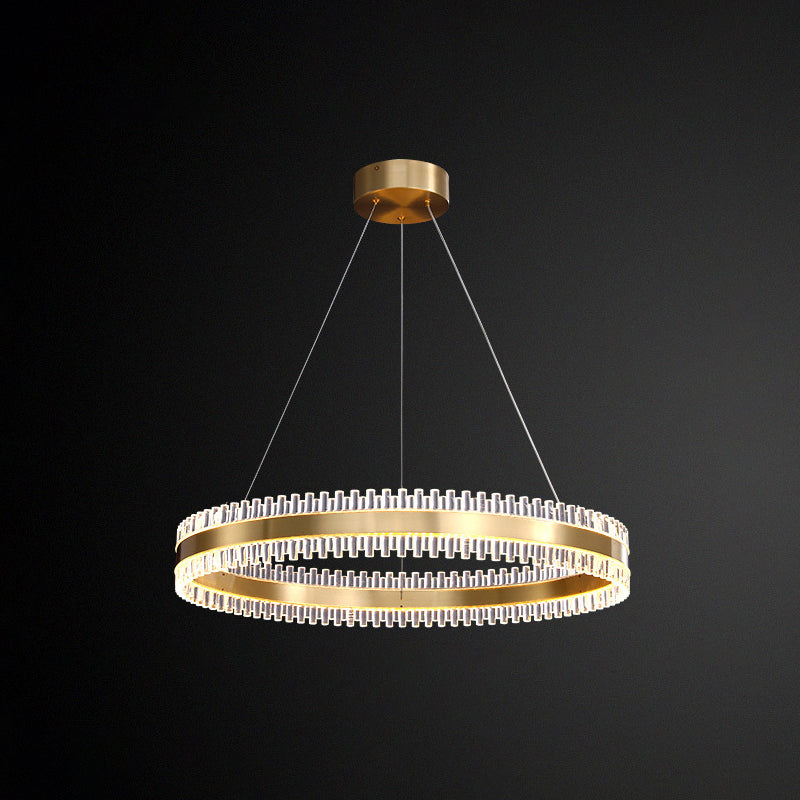 Contemporary Metal Chandelier Pendant Light - Interlace Rings Design For Living Room Gold / 23.5