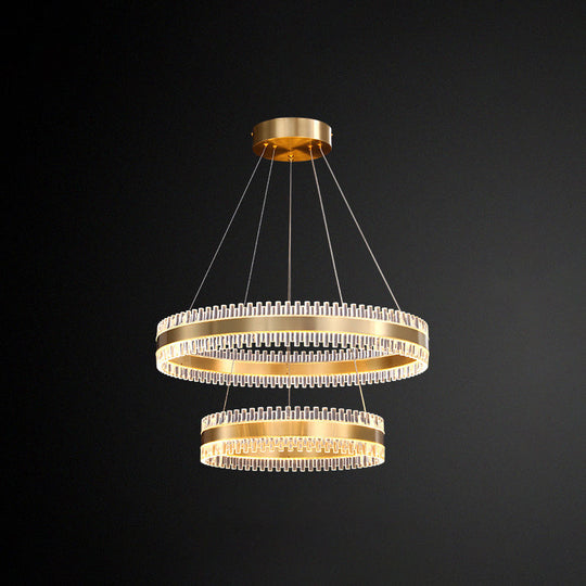 Lustre moderne à anneaux entrelacés - Suspension en métal pour salon