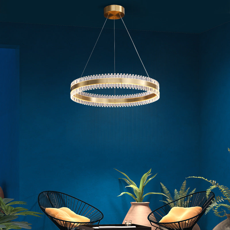 Lustre moderne à anneaux entrelacés - Suspension en métal pour salon