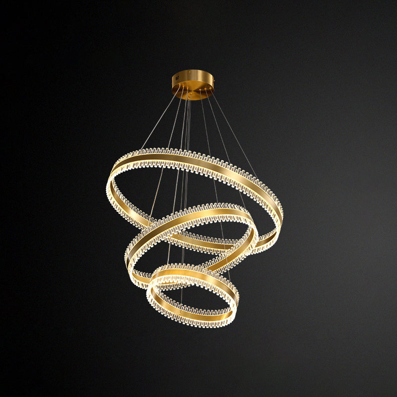 Contemporary Metal Chandelier Pendant Light - Interlace Rings Design For Living Room Gold /