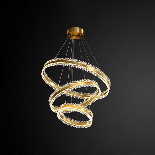 Contemporary Metal Chandelier Pendant Light - Interlace Rings Design For Living Room Gold /