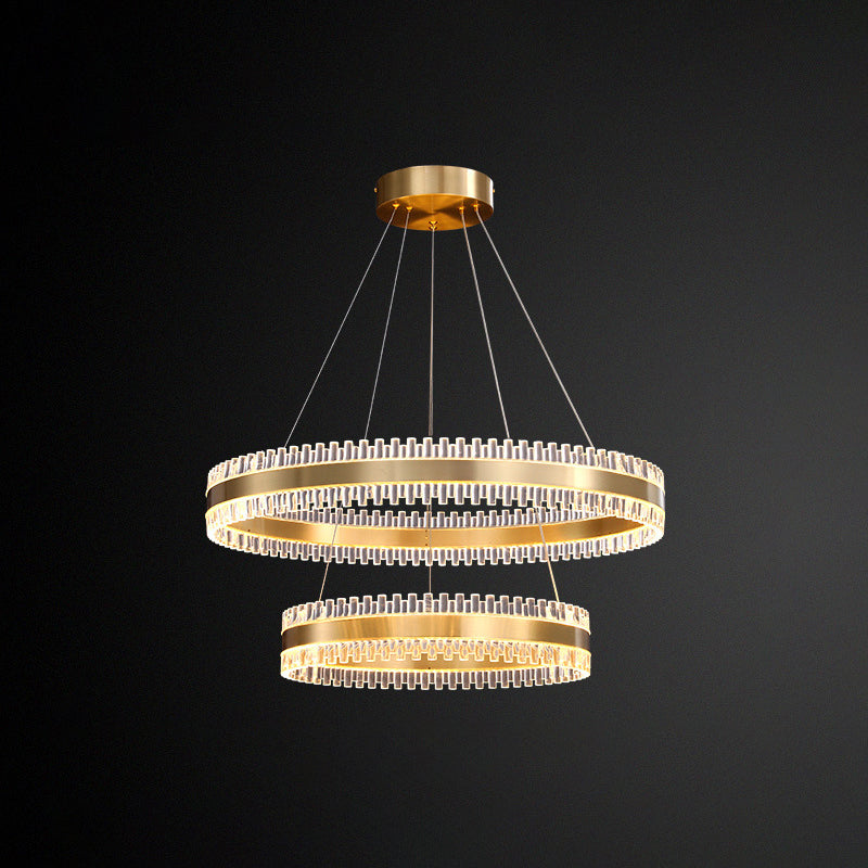 Lustre moderne à anneaux entrelacés - Suspension en métal pour salon