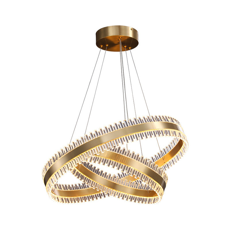 Contemporary Metal Chandelier Pendant Light - Interlace Rings Design For Living Room