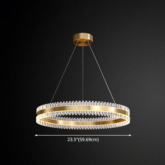 Lustre moderne à anneaux entrelacés - Suspension en métal pour salon