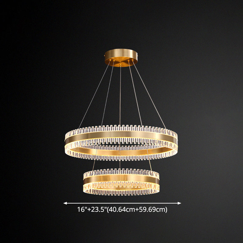 Lustre moderne à anneaux entrelacés - Suspension en métal pour salon