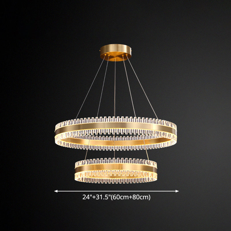 Lustre moderne à anneaux entrelacés - Suspension en métal pour salon