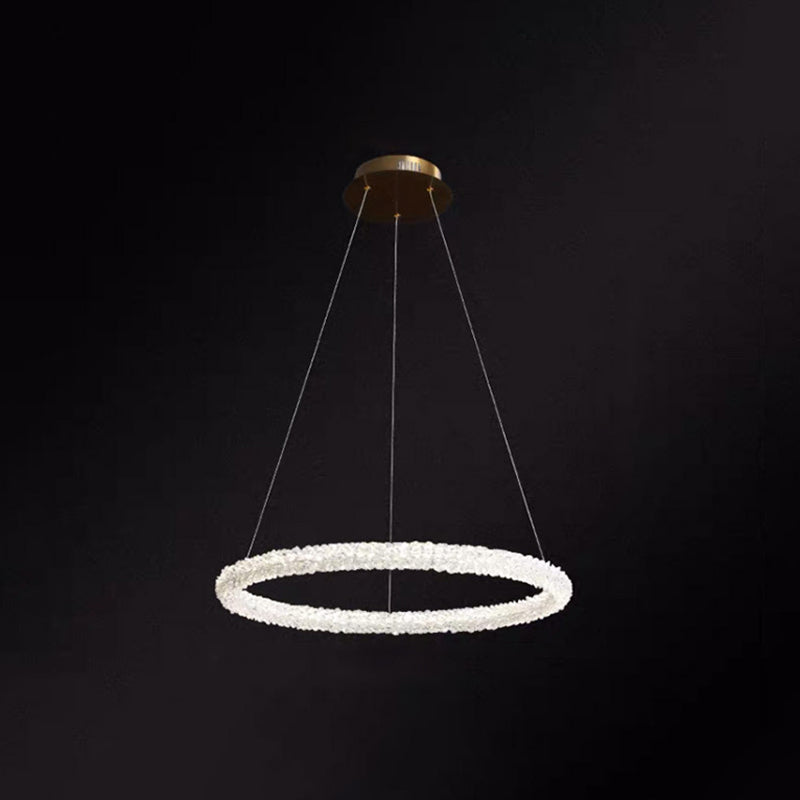 Modern Crystal Pendant Chandelier Light For Restaurants - Sleek Circular Design Clear / 16 Circline