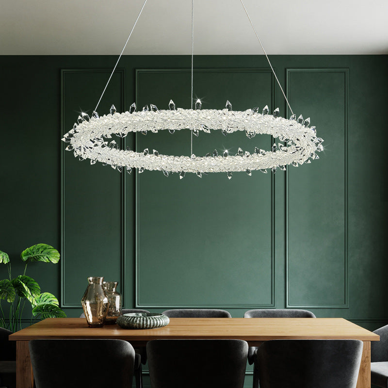 Modern Crystal Circle Chandelier for Restaurants - Pendant Lighting