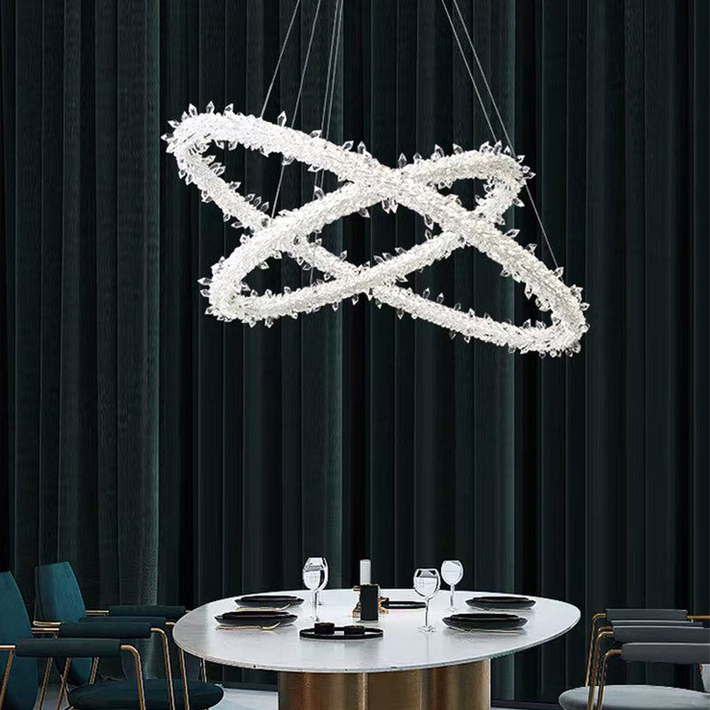 Modern Crystal Circle Chandelier for Restaurants - Pendant Lighting