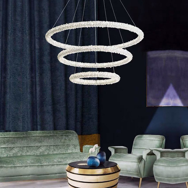 Modern Crystal Circle Chandelier for Restaurants - Pendant Lighting