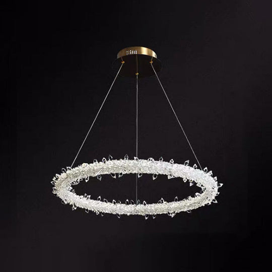 Modern Crystal Pendant Chandelier Light For Restaurants - Sleek Circular Design Clear / 19.5 With