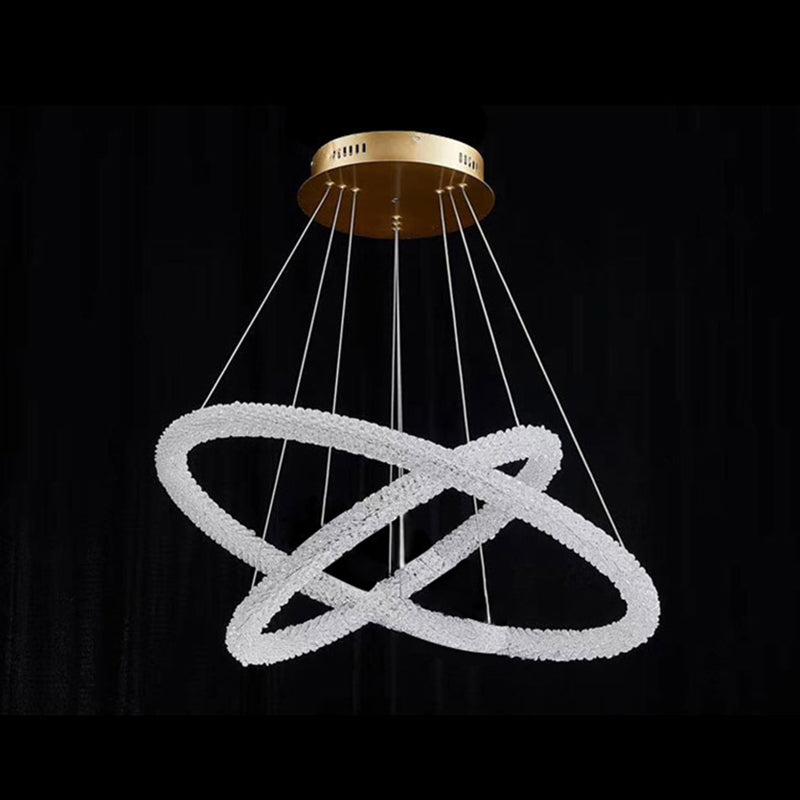 Modern Crystal Pendant Chandelier Light For Restaurants - Sleek Circular Design Clear / 16+23.5