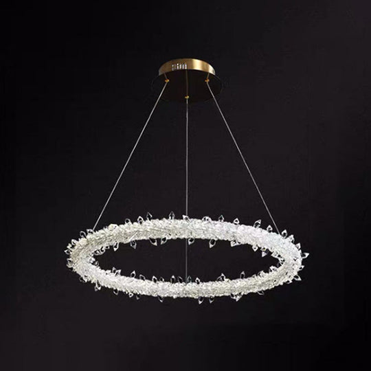 Modern Crystal Pendant Chandelier Light For Restaurants - Sleek Circular Design Clear / 23.5 With