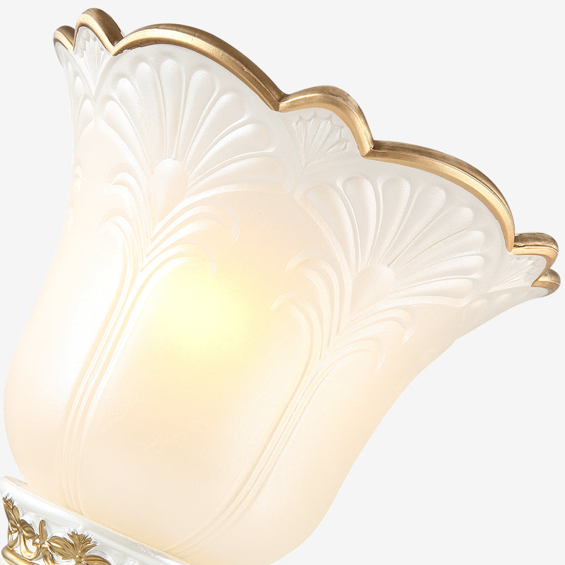 Traditional Opal Glass Flower Wall Sconce Light - White 1/2 Lights Living Room Fixture