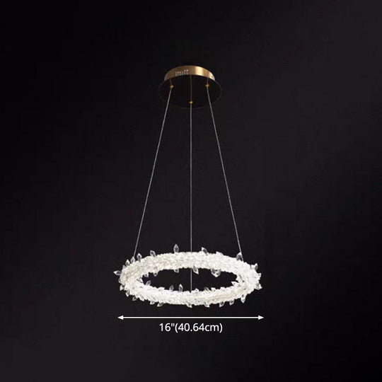 Modern Crystal Pendant Chandelier Light For Restaurants - Sleek Circular Design