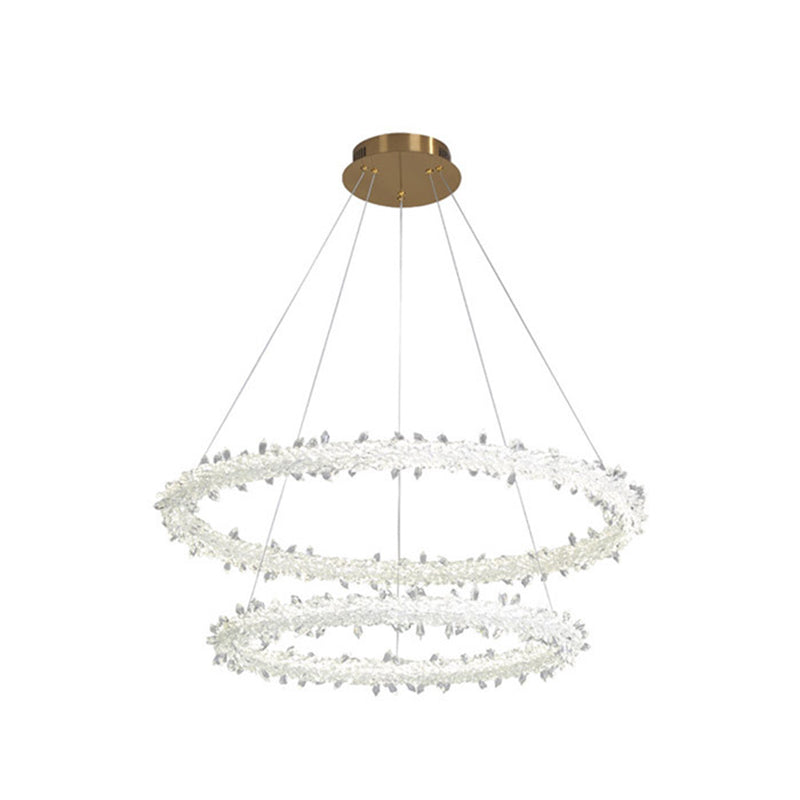 Modern Crystal Circle Chandelier for Restaurants - Pendant Lighting