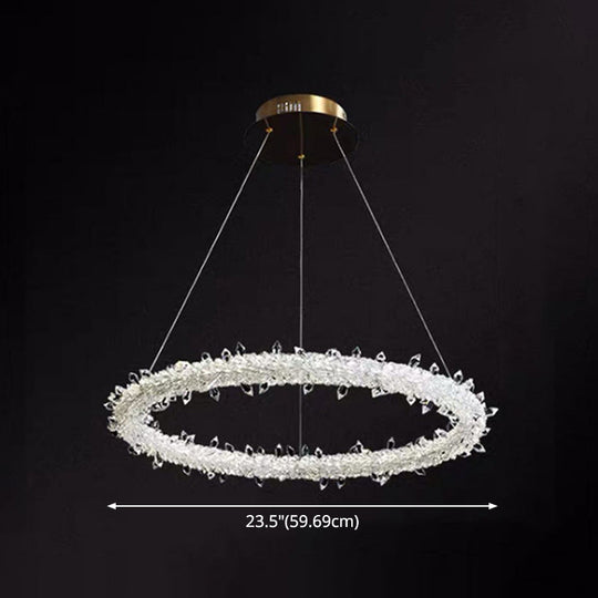 Modern Crystal Pendant Chandelier Light For Restaurants - Sleek Circular Design