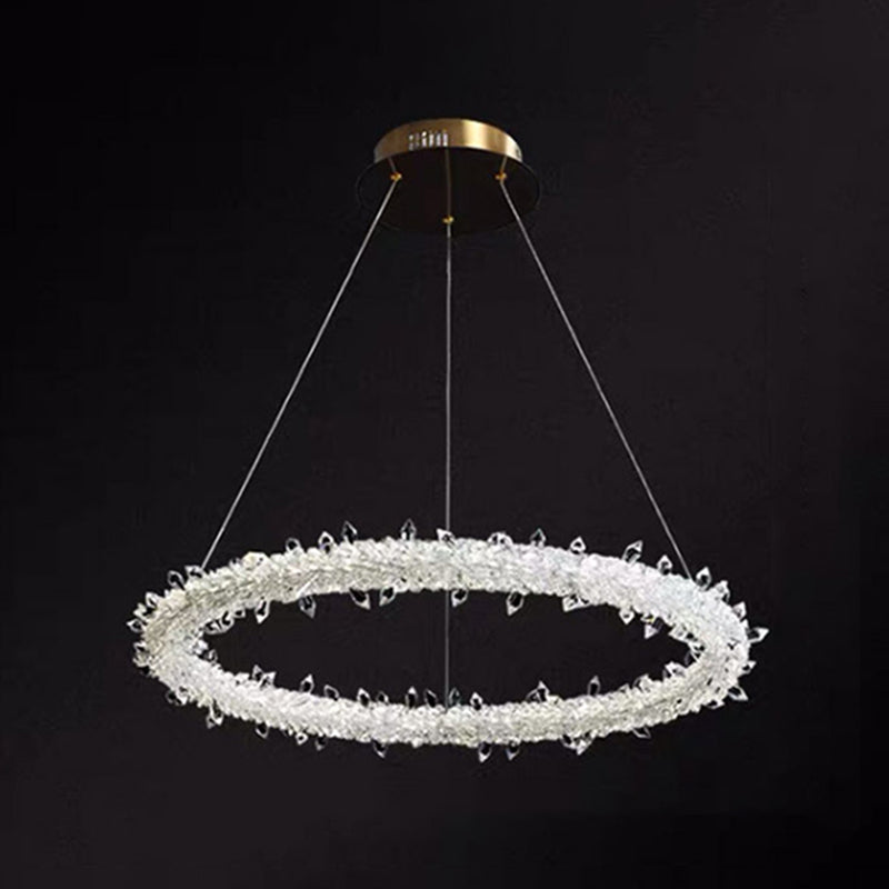 Modern Crystal Pendant Chandelier Light For Restaurants - Sleek Circular Design Clear / 39.5 With