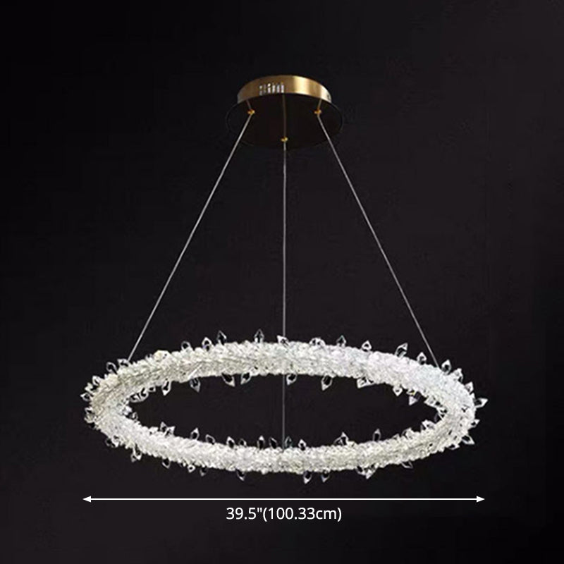 Modern Crystal Circle Chandelier for Restaurants - Pendant Lighting