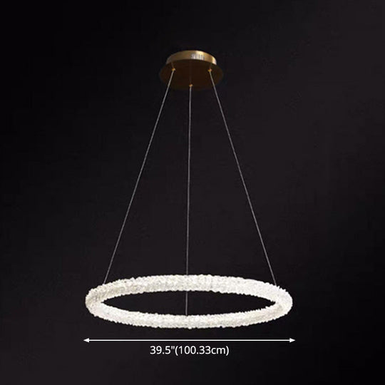 Modern Crystal Pendant Chandelier Light For Restaurants - Sleek Circular Design