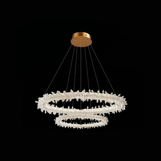 Contemporary Crystal Flower Ring Chandelier - Stylish Hanging Light Fixture For Living Room Clear /