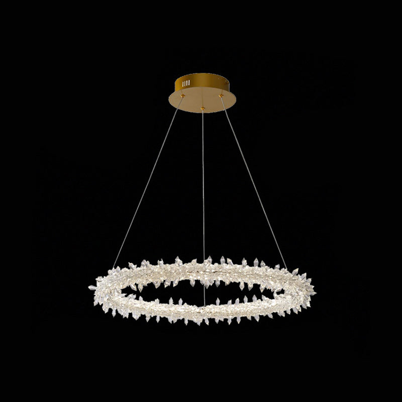 Contemporary Crystal Flower Ring Chandelier - Stylish Hanging Light Fixture For Living Room Clear /