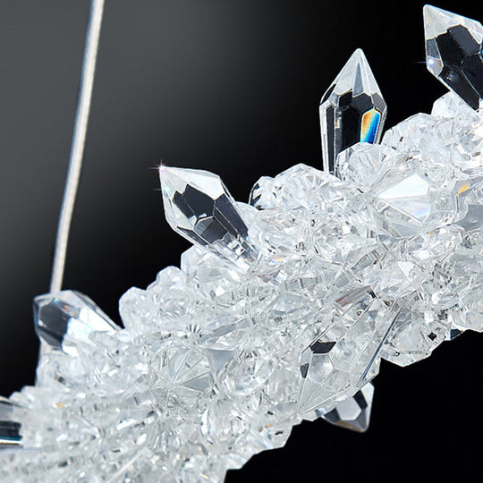 Contemporary Crystal Flower Ring Chandelier - Stylish Hanging Light Fixture For Living Room