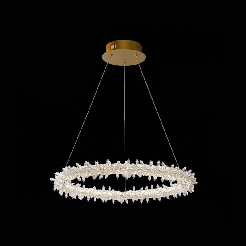 Contemporary Crystal Flower Ring Chandelier - Stylish Hanging Light Fixture For Living Room Clear /