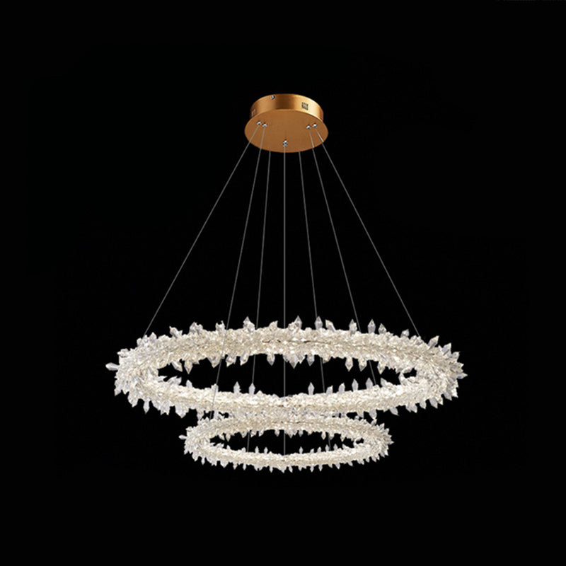 Contemporary Crystal Flower Ring Chandelier - Stylish Hanging Light Fixture For Living Room Clear /