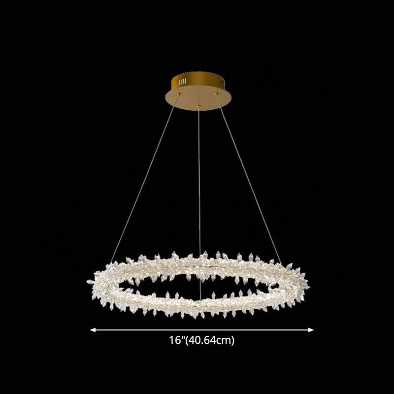 Contemporary Crystal Flower Ring Chandelier - Stylish Hanging Light Fixture For Living Room