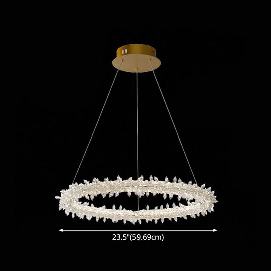 Contemporary Crystal Flower Ring Chandelier - Stylish Hanging Light Fixture For Living Room