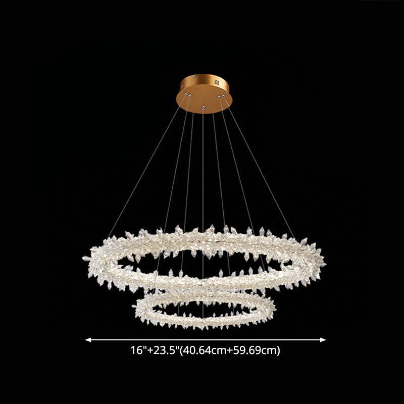 Contemporary Crystal Flower Ring Chandelier - Stylish Hanging Light Fixture For Living Room