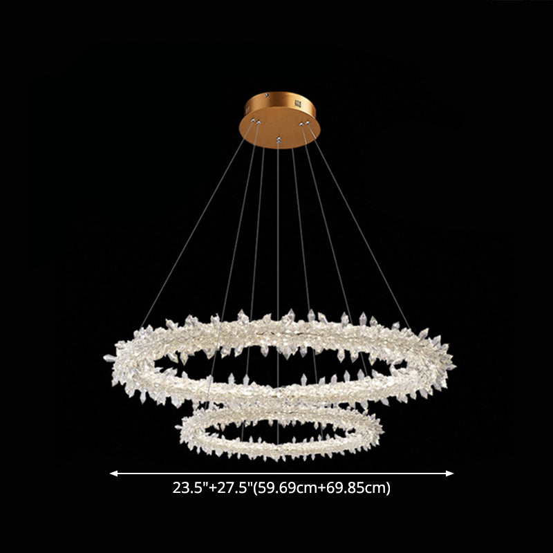 Contemporary Crystal Flower Ring Chandelier - Stylish Hanging Light Fixture For Living Room