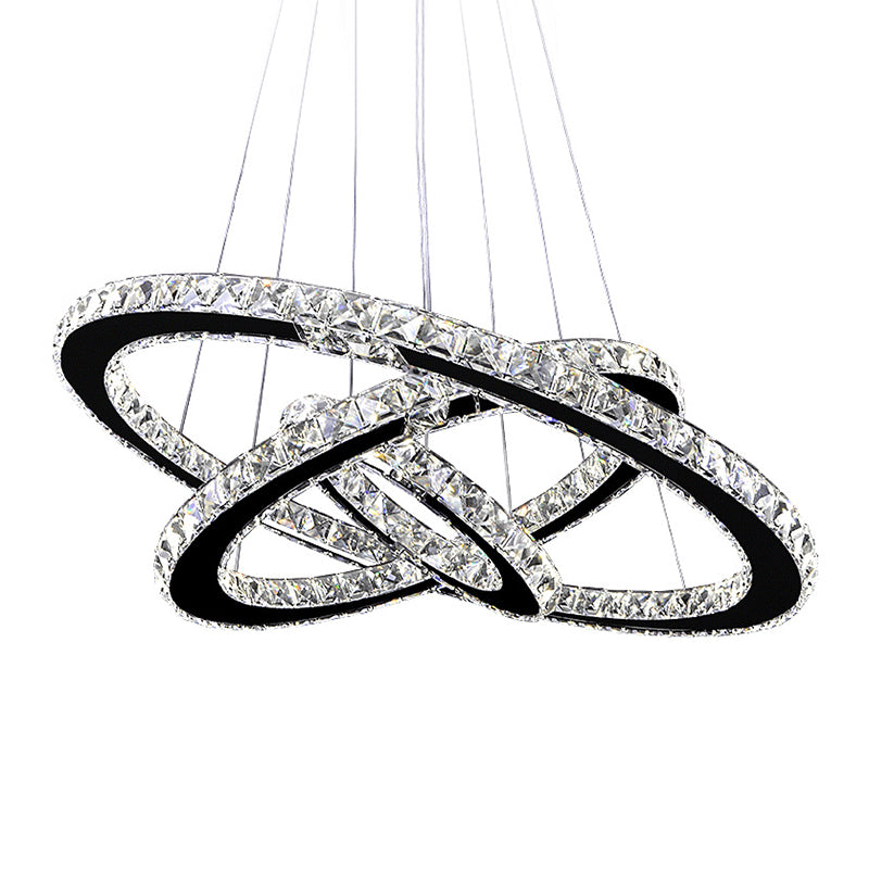 Modern Interlacing Rings Chandelier: Stainless Steel Pendant Light For Bedrooms