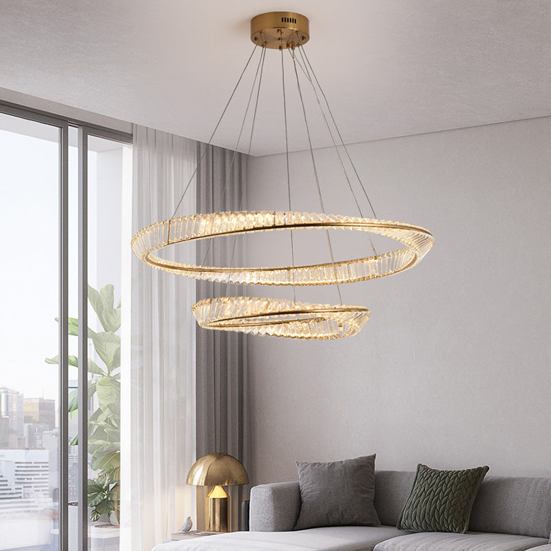 Modern Crystal Wave Chandelier Pendant For Living Room Ceiling