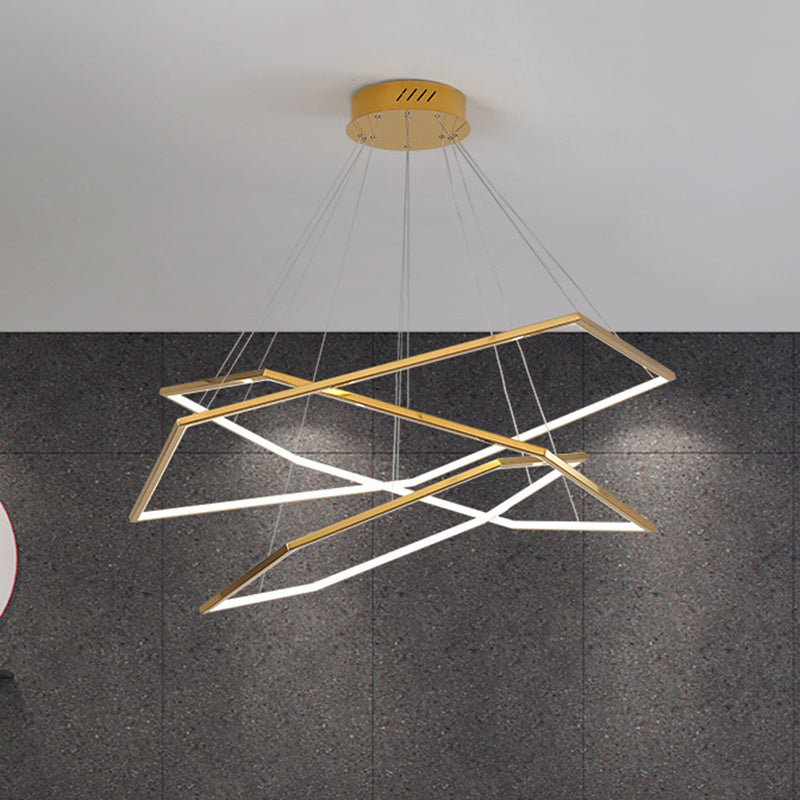 Geometric Chandelier: Ultra-Modern Metallic Lighting Fixture For Living Room