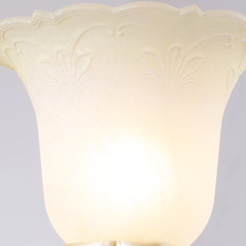 Vintage Opal Glass Flower Wall Sconce Light - Elegant Beige Fixture