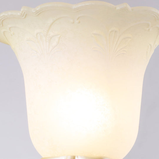 Vintage Opal Glass Flower Wall Sconce Light - Elegant Beige Fixture