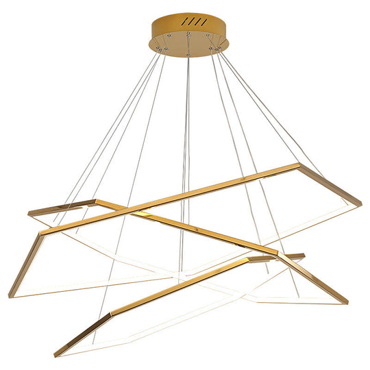 Geometric Chandelier: Ultra-Modern Metallic Lighting Fixture For Living Room