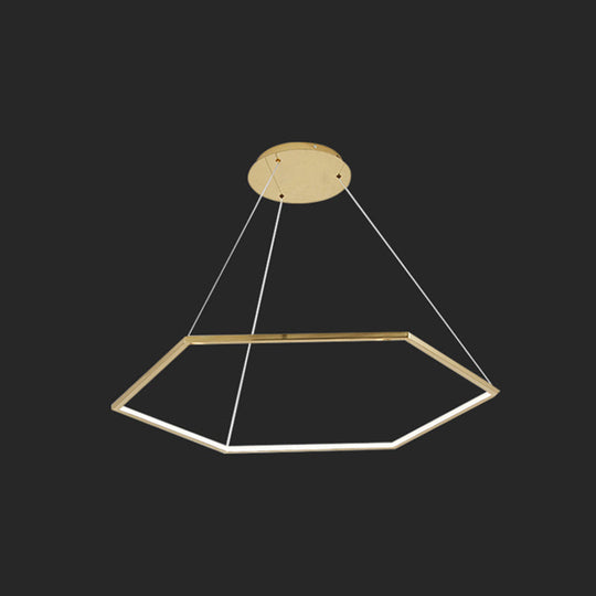 Geometric Chandelier: Ultra-Modern Metallic Lighting Fixture For Living Room Gold / 23.5 Natural