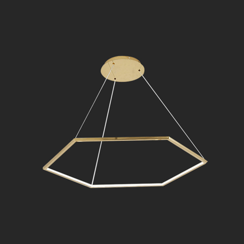 Geometric Chandelier: Ultra-Modern Metallic Lighting Fixture For Living Room Gold / 31.5 Natural