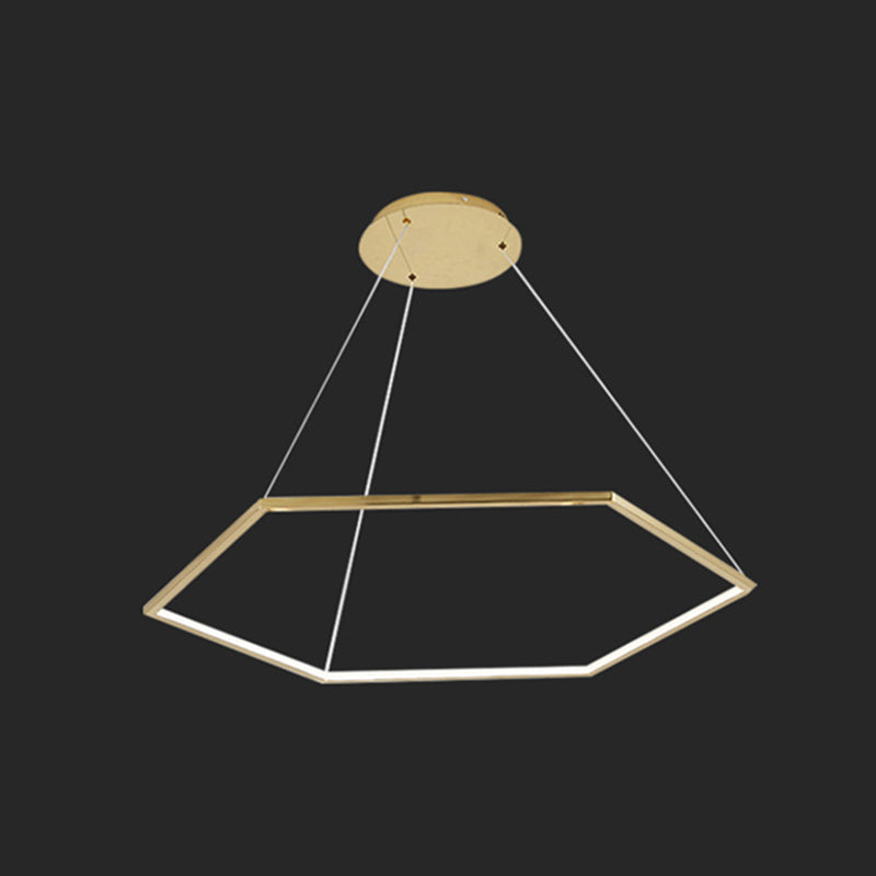 Geometric Chandelier: Ultra-Modern Metallic Lighting Fixture For Living Room Gold / 39.5 Natural