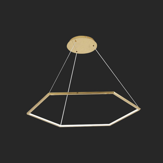 Geometric Chandelier: Ultra-Modern Metallic Lighting Fixture For Living Room Gold / 39.5 Natural